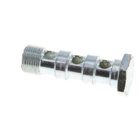 Perno banjo de acero cincado de 3 vías con rosca macho G3/8'' L57mm
