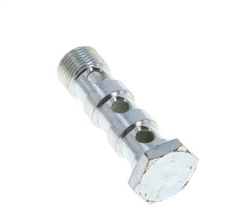 Perno banjo de acero cincado de 3 vías con rosca macho G3/8'' L57mm