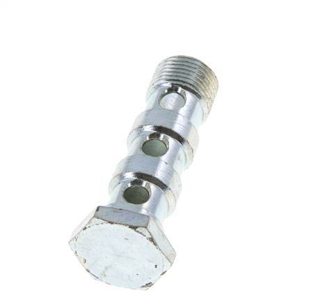Perno banjo de acero cincado de 3 vías con rosca macho G3/8'' L57mm