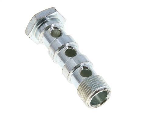 Perno banjo de acero cincado de 3 vías con rosca macho G3/8'' L57mm
