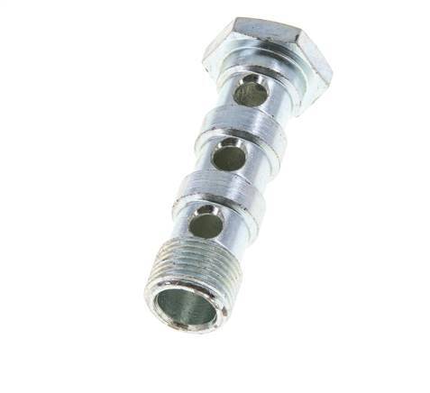 Perno banjo de acero cincado de 3 vías con rosca macho G3/8'' L57mm