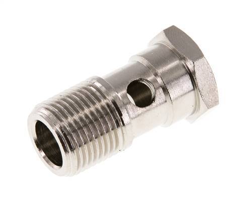 Perno Banjo de Latón Niquelado de 1 vía Rosca Macho G3/8'' L32mm [2 piezas]