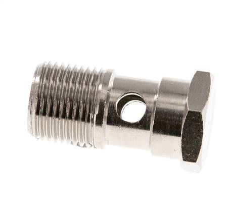 Perno Banjo de Latón Niquelado de 1 vía Rosca Macho G3/8'' L32mm [2 piezas]