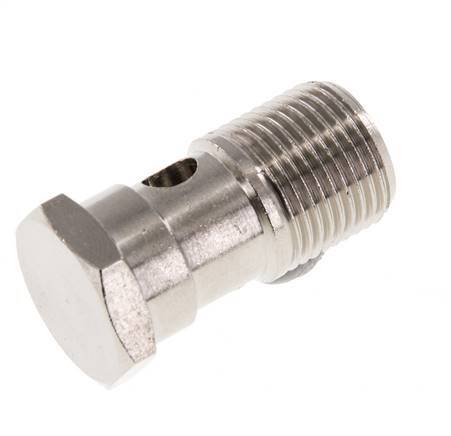 Perno Banjo de Latón Niquelado de 1 vía Rosca Macho G3/8'' L32mm [2 piezas]