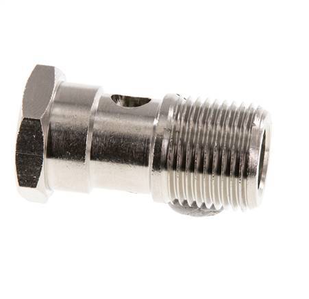 Perno Banjo de Latón Niquelado de 1 vía Rosca Macho G3/8'' L32mm [2 piezas]