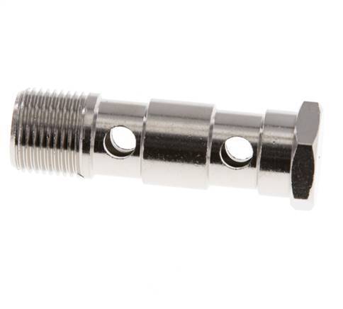 Perno Banjo de Latón Niquelado de 2 vías Rosca Macho G3/8'' L53,5mm