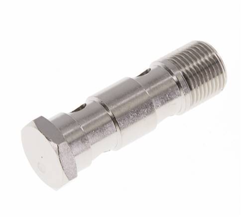 Perno Banjo de Latón Niquelado de 2 vías Rosca Macho G3/8'' L53,5mm