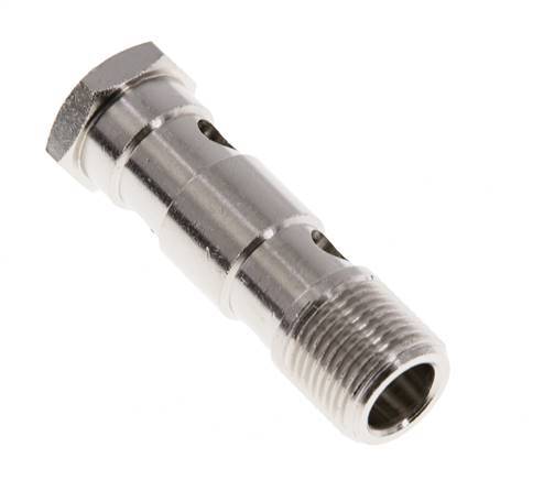 Perno Banjo de Latón Niquelado de 2 vías Rosca Macho G3/8'' L53,5mm