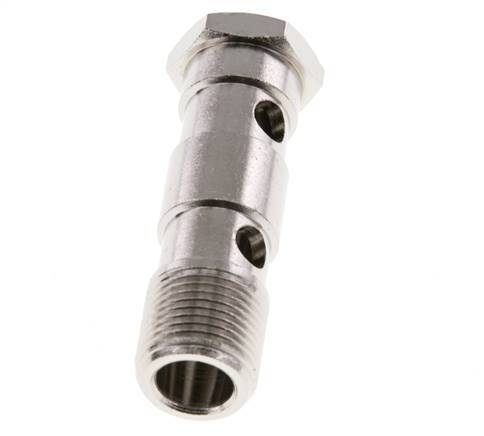 Perno Banjo de Latón Niquelado de 2 vías Rosca Macho G3/8'' L53,5mm