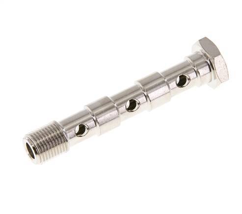 Perno Banjo de Latón Niquelado de 3 vías Rosca Macho G1/8'' L57mm [2 piezas]