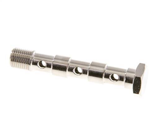 Perno Banjo de Latón Niquelado de 3 vías Rosca Macho G1/8'' L57mm [2 piezas]