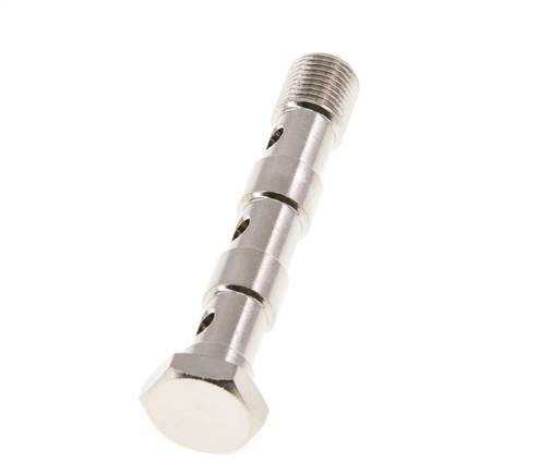 Perno Banjo de Latón Niquelado de 3 vías Rosca Macho G1/8'' L57mm [2 piezas]