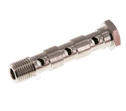 Perno Banjo de Latón Niquelado de 3 vías Rosca Macho G1/4'' L67mm [2 piezas]
