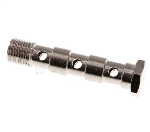 Perno Banjo de Latón Niquelado de 3 vías Rosca Macho G1/4'' L67mm [2 piezas]