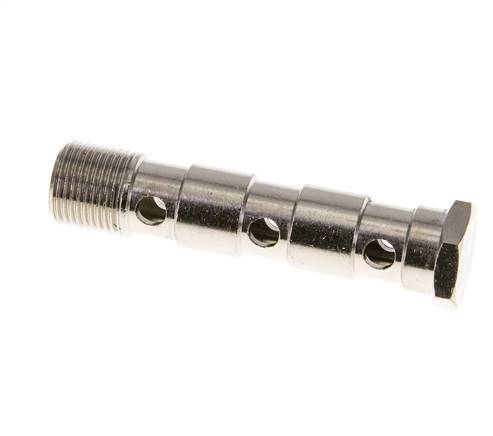 Perno Banjo de Latón Niquelado de 3 vías Rosca Macho G3/8'' L79mm