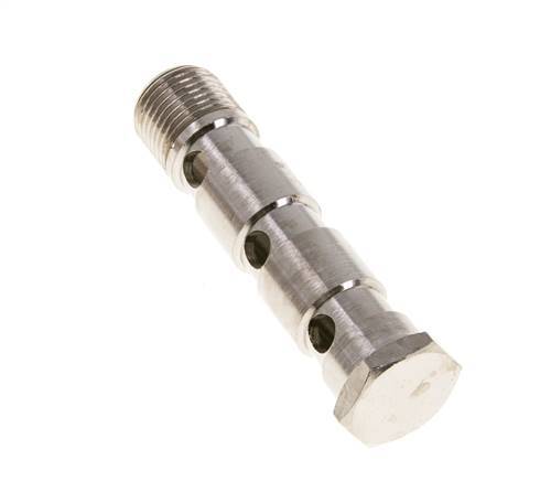 Perno Banjo de Latón Niquelado de 3 vías Rosca Macho G1/2'' L89mm