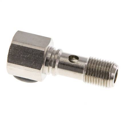Perno Banjo de Latón Niquelado de 1 vía Rosca Macho & Hembra G1/8'' L24mm [2 piezas]