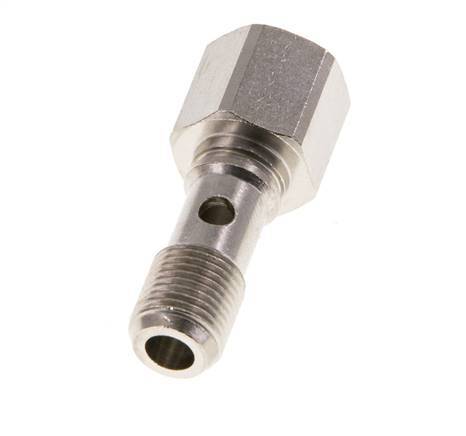 Perno Banjo de Latón Niquelado de 1 vía Rosca Macho & Hembra G1/8'' L24mm [2 piezas]