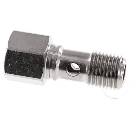 Perno banjo de Latón Niquelado de 1 vía Rosca Macho & Hembra G1/4'' L28mm [2 piezas]