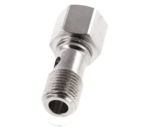 Perno banjo de Latón Niquelado de 1 vía Rosca Macho & Hembra G1/4'' L28mm [2 piezas]