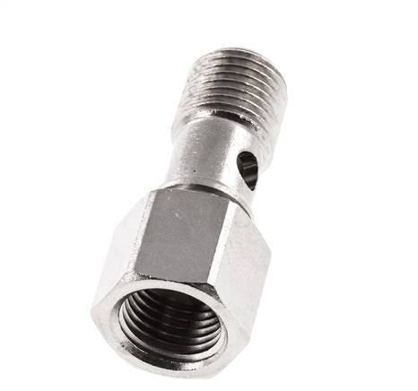Perno banjo de Latón Niquelado de 1 vía Rosca Macho & Hembra G1/4'' L28mm [2 piezas]