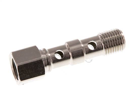 Perno Banjo de Latón Niquelado de 2 vías Rosca Macho & Hembra G1/4'' L46,7mm [2 piezas]