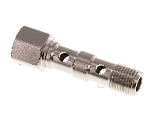 Perno Banjo de Latón Niquelado de 2 vías Rosca Macho & Hembra G1/4'' L46,7mm [2 piezas]