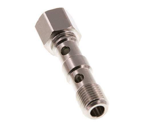 Perno Banjo de Latón Niquelado de 2 vías Rosca Macho & Hembra G1/4'' L46,7mm [2 piezas]