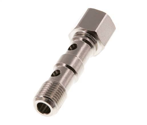 Perno Banjo de Latón Niquelado de 2 vías Rosca Macho & Hembra G1/4'' L46,7mm [2 piezas]