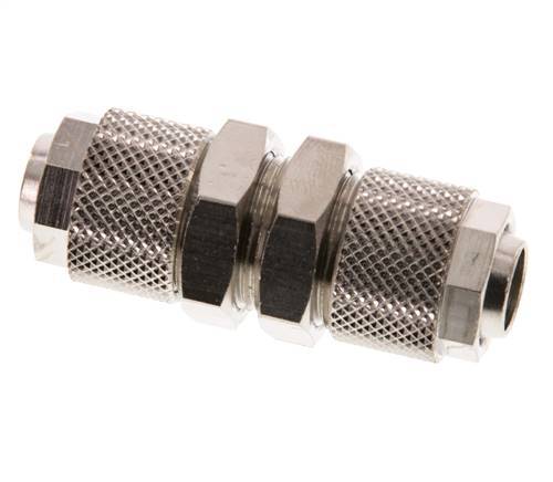 Conector Recto Latón Niquelado 12x10 Pasamuros de Rosca