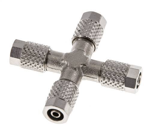 Conector Latón Niquelado en Cruz 5x3 de Rosca