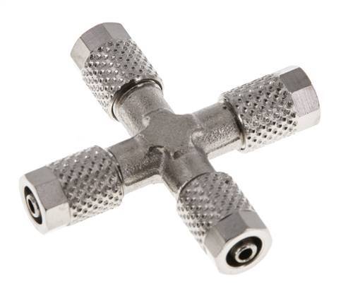 Conector Latón Niquelado en Cruz 5x3 de Rosca
