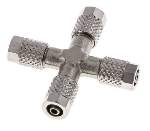 Conector Latón Niquelado en Cruz 5x3 de Rosca