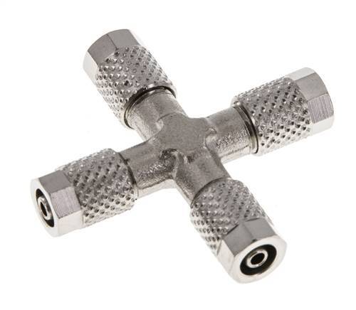 Conector Latón Niquelado en Cruz 5x3 de Rosca