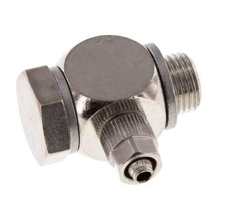 5x3 & G1/8'' Nickel plated Brass Banjo Push-on Fitting with Male Threads with O-ring Rotatable [10 Pieces]
