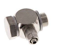 5x3 & G1/8'' Nickel plated Brass Banjo Push-on Fitting with Male Threads with O-ring Rotatable [10 Pieces]