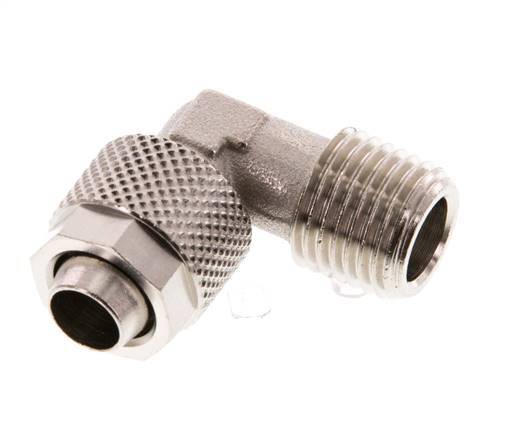 10x8 & R1/4'' Nickel plated Brass Elbow Push-on Fitting with Male Threads [2 Pieces]