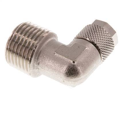 10x8 & R1/2'' Nickel plated Brass Elbow Push-on Fitting with Male Threads [2 Pieces]