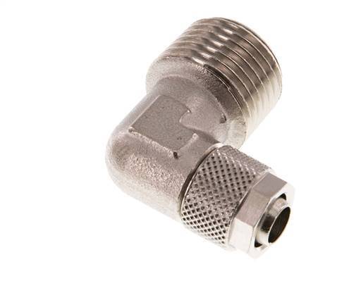 10x8 & R1/2'' Nickel plated Brass Elbow Push-on Fitting with Male Threads [2 Pieces]