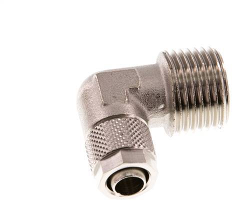 10x8 & R1/2'' Nickel plated Brass Elbow Push-on Fitting with Male Threads [2 Pieces]