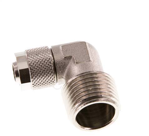 10x8 & R1/2'' Nickel plated Brass Elbow Push-on Fitting with Male Threads [2 Pieces]