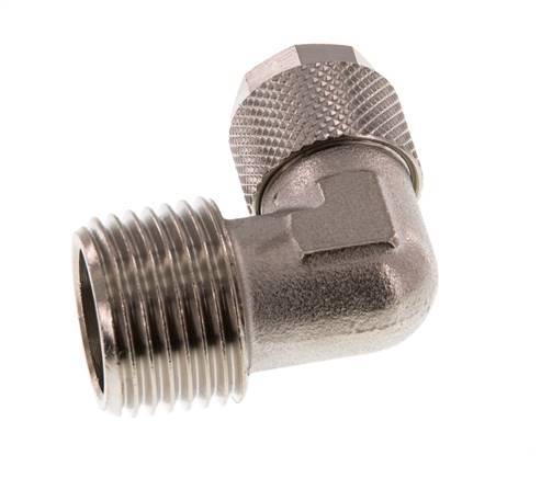 12x10 & R1/2'' Nickel plated Brass Elbow Push-on Fitting with Male Threads [2 Pieces]