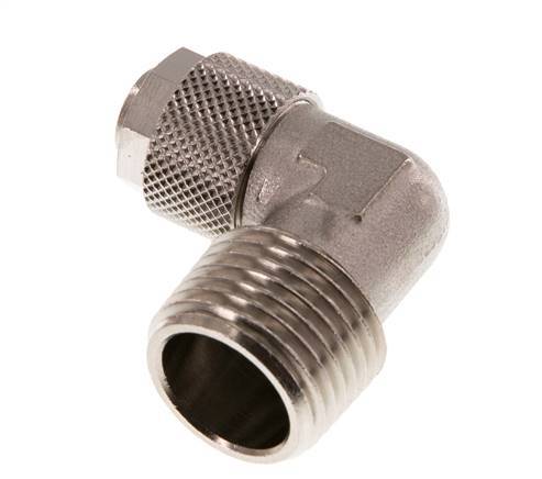 12x10 & R1/2'' Nickel plated Brass Elbow Push-on Fitting with Male Threads [2 Pieces]