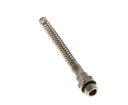 Conector Recto Latón Niquelado 6x4 & G1/4'' con protección contra dobleces de Rosca Macho [2 piezas]