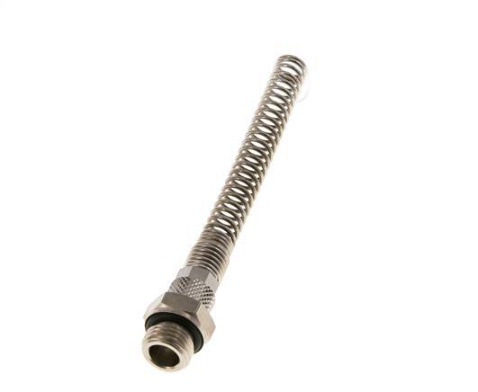 Conector Recto Latón Niquelado 6x4 & G1/4'' con protección contra dobleces de Rosca Macho [2 piezas]