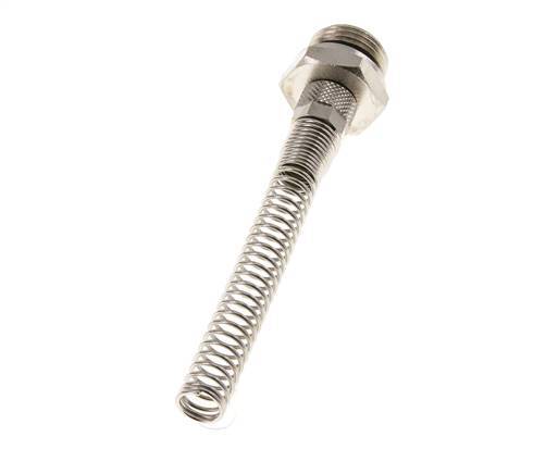 Conector Recto Latón Niquelado 8x6 & G1/2'' con protección contra dobleces de Rosca Macho [2 piezas]