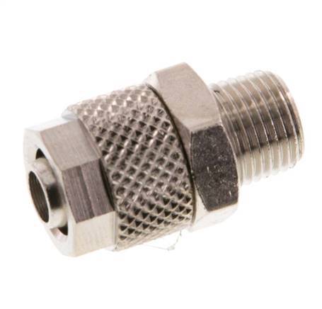 8x6 & R1/8'' Nickel plated Brass Straight Push-on Fitting with Male Threads [5 Pieces]