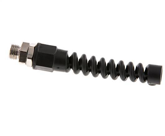 Conector Recto Latón Niquelado 9,5x6,3 & G1/4'' Rosca Macho Protección contra dobleces giratoria