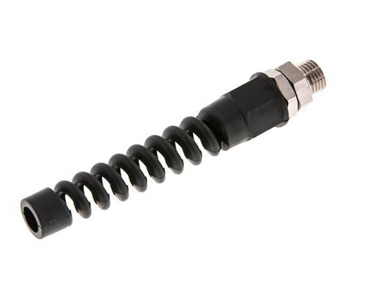 Conector Recto Latón Niquelado 9,5x6,3 & G1/4'' Rosca Macho Protección contra dobleces giratoria