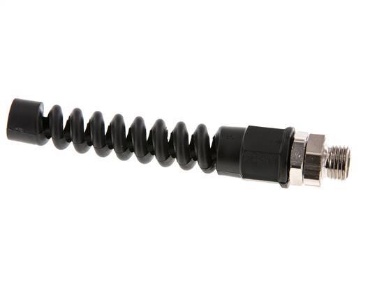 Conector Recto Latón Niquelado 9,5x6,3 & G1/4'' Rosca Macho Protección contra dobleces giratoria